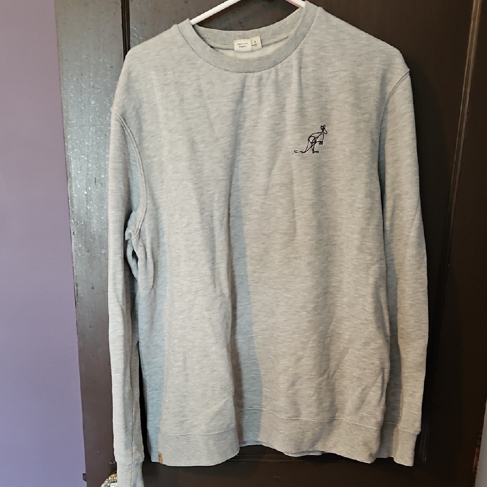 Gray Crewneck Sweatshirt with Embroidered Logo